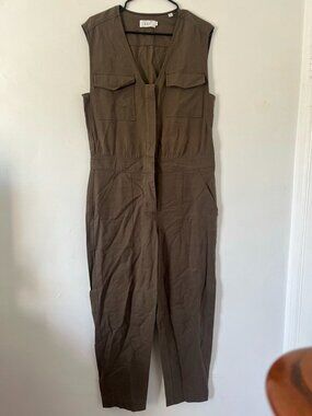 A.L.C Olive Green Jumpsuit Button Down Size 10 Lyocell Blend Sleeveless